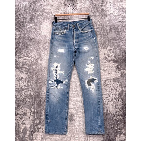 Vintage Levis x RE/DONE Archive Jeans 26 Womens 60s Big E Selvedge 501 Repaired